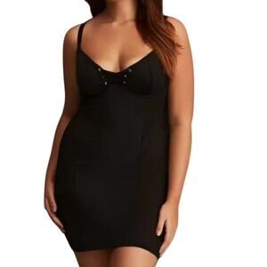 Torrid Black Lace Up Grommet Mesh Sides Chemise Romantic Goth Feminine